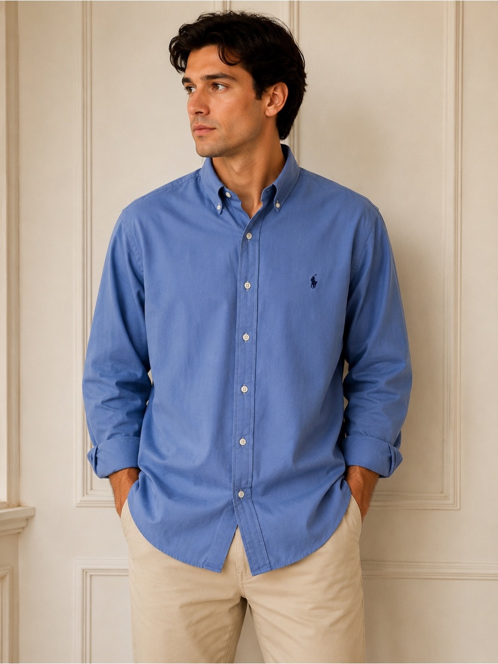 Ralph Lauren Men's Light Blue Button-Down Dress Shirt
